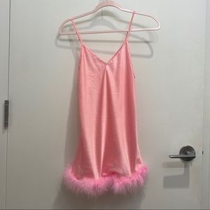 Sugar Thrillz Satin Furry/Fluffy Slip Dress